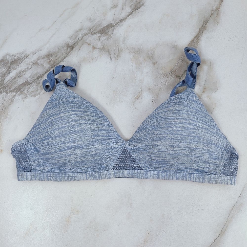 Hanes Oh So Light ComfortFlex Wire Free Bra Bralette, Denim Blue Heather, S - Picture 5 of 14